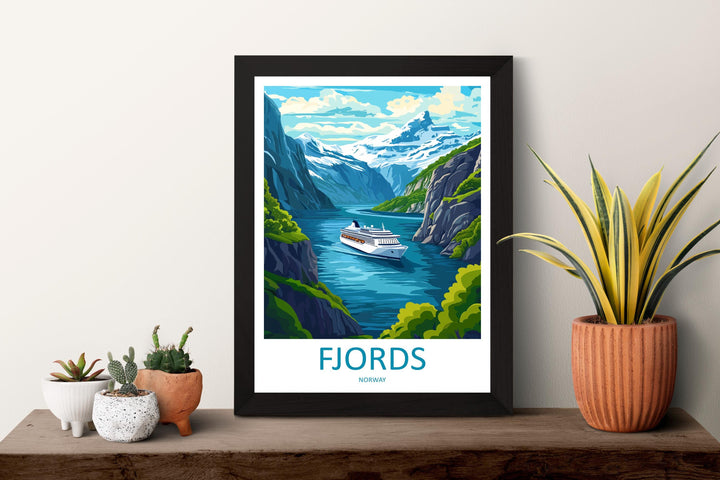 Fjords Travel Print Norway Wall Art Scenic Landscape Poster Nordic Nature Decor Gift for Adventure Lover Scandinavian Mountains Art