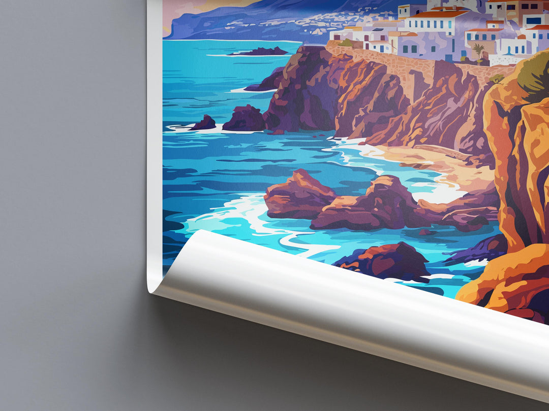 Tenerife Travel Print Tenerife Wall Art Canary Islands Poster Volcano Beach Decor Gift for Spain Lover Coastal Landscape Art Print