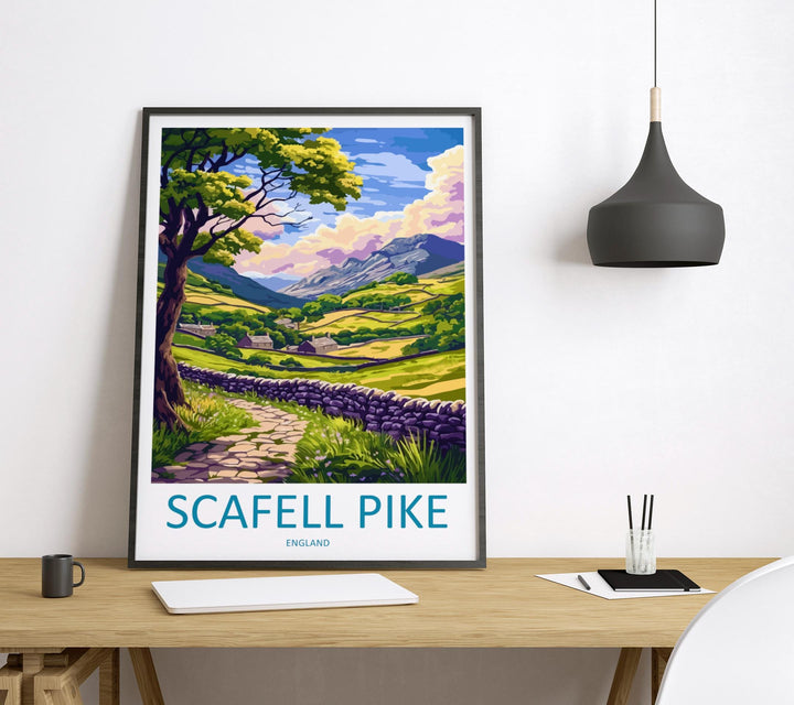 Scafell Pike Print Lake District Wall Art England Mountain Poster UK Hiking Decor Gift for Nature Lover British Landscape Art