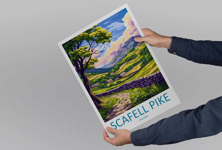 Scafell Pike Print Lake District Wall Art England Mountain Poster UK Hiking Decor Gift for Nature Lover British Landscape Art