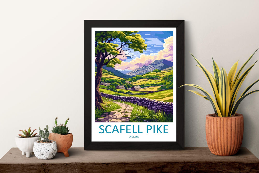 Scafell Pike Print Lake District Wall Art England Mountain Poster UK Hiking Decor Gift for Nature Lover British Landscape Art
