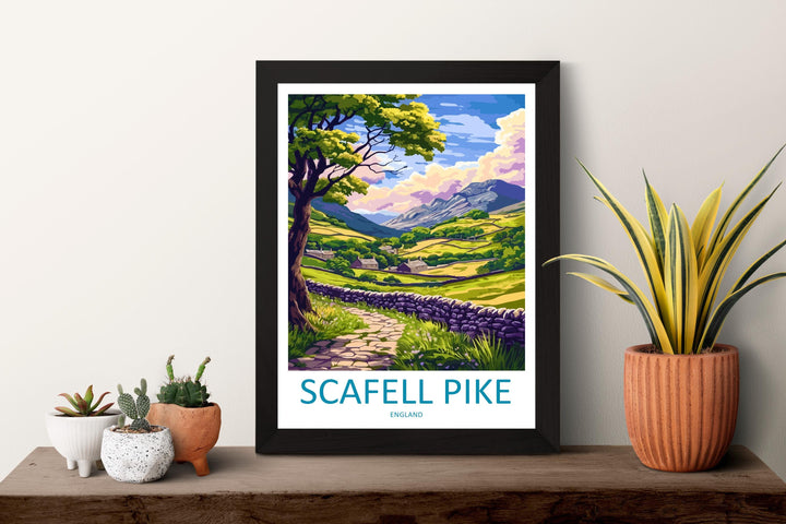 Scafell Pike Print Lake District Wall Art England Mountain Poster UK Hiking Decor Gift for Nature Lover British Landscape Art