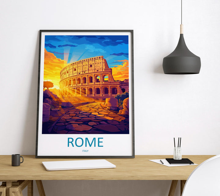 Rome Travel Print Rome Wall Art Italy City Poster Ancient Ruins Decor Gift for History Lover Colosseum Roman Architecture Art