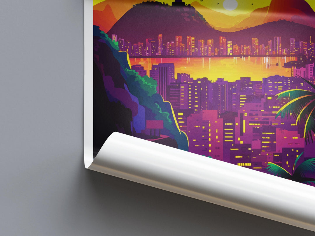 Rio de Janeiro Print Rio Wall Art Brazil City Poster Christ the Redeemer Decor Gift for Beach Lover Tropical Skyline Art Print