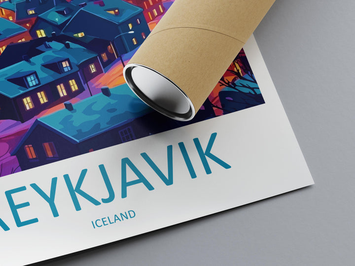 Reykjavik Travel Print Iceland Wall Art Reykjavik City Poster Nordic Decor Gift for Arctic Lover Coastal Landscape Art Print