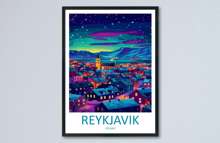 Reykjavik Travel Print Iceland Wall Art Reykjavik City Poster Nordic Decor Gift for Arctic Lover Coastal Landscape Art Print