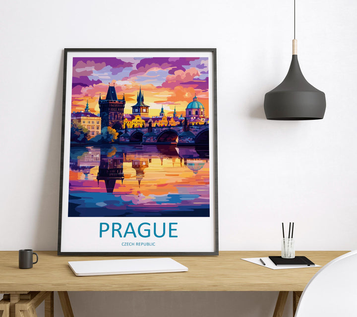 Prague Travel Print Czech Republic Wall Art Prague City Poster Historic Decor Gift for Europe Lover Gothic Architecture Art