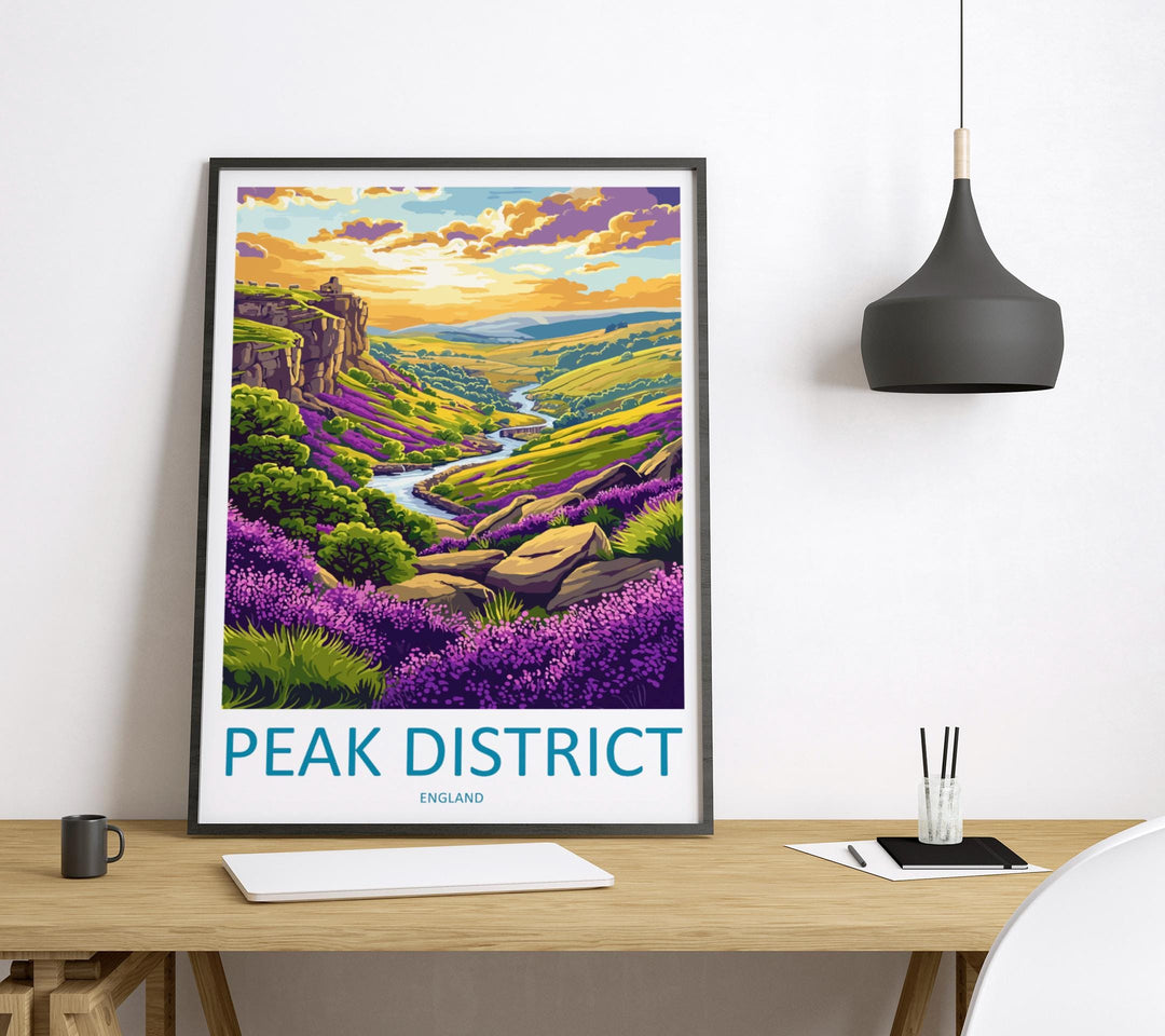 Peak District Travel Print UK Wall Art National Park Poster Countryside Decor Gift for Hiker Lover British Landscape Art Print
