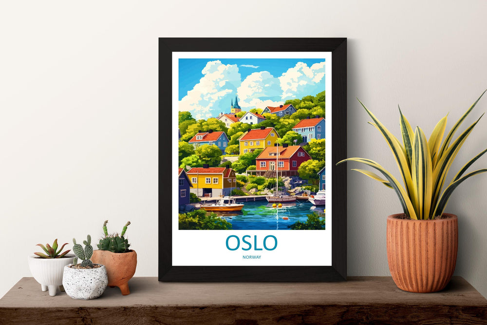 Oslo Travel Print Norway Wall Art Oslo City Poster Scandinavian Decor Gift for Nordic Lover Coastal Landscape Art Print