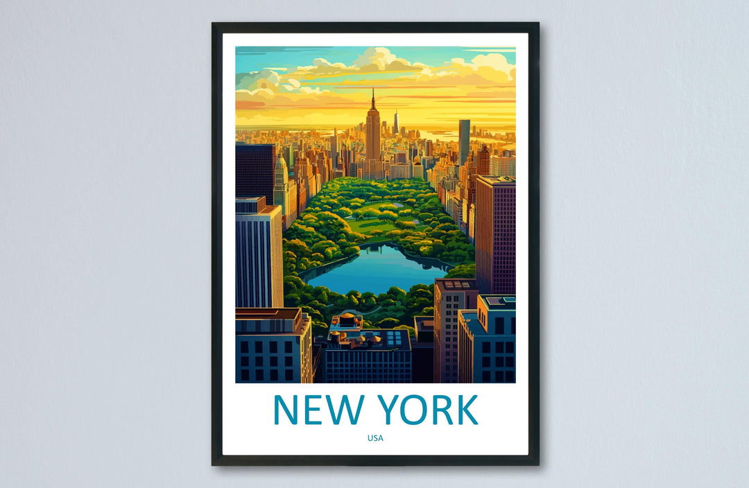 New York Travel Print NYC Wall Art Manhattan City Poster Skyline Decor Gift for City Lover Empire State Building Art Print