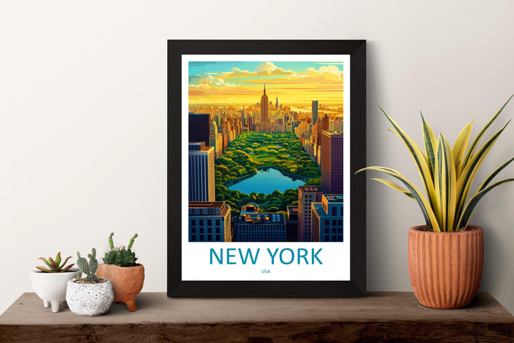 New York Travel Print NYC Wall Art Manhattan City Poster Skyline Decor Gift for City Lover Empire State Building Art Print