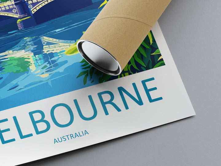 Melbourne Travel Print Australia Wall Art Melbourne City Poster Skyline Decor Gift for Urban Lover Street Art Architecture Print