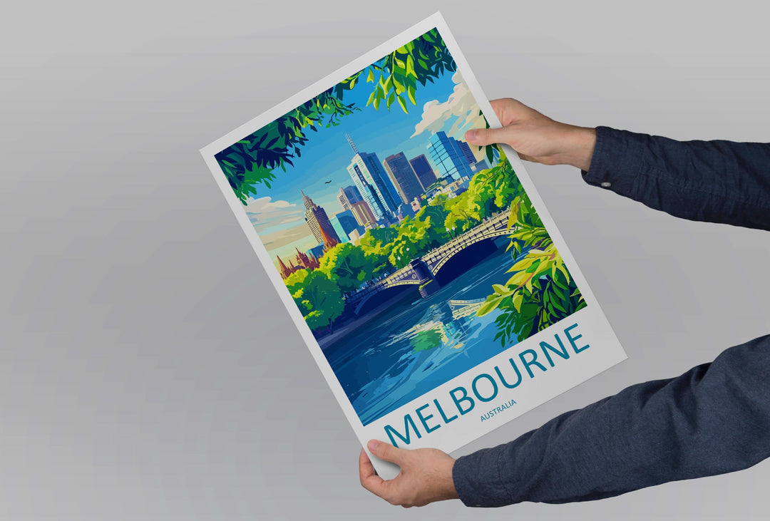 Melbourne Travel Print Australia Wall Art Melbourne City Poster Skyline Decor Gift for Urban Lover Street Art Architecture Print