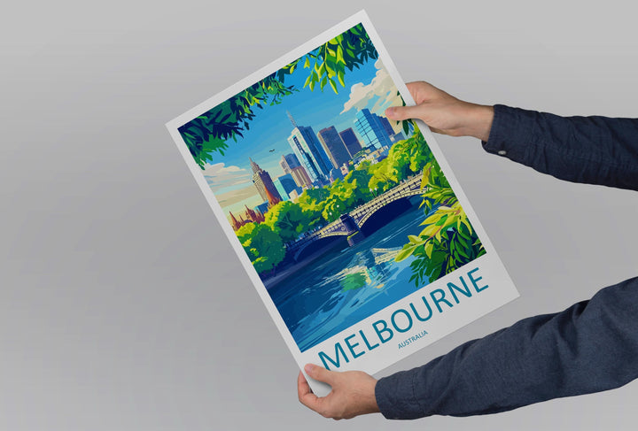 Melbourne Travel Print Australia Wall Art Melbourne City Poster Skyline Decor Gift for Urban Lover Street Art Architecture Print