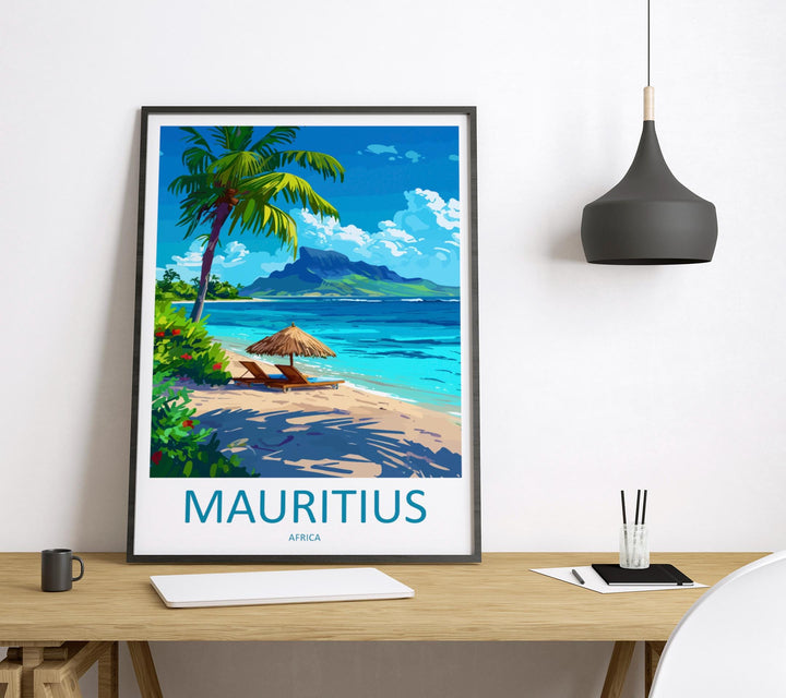 Mauritius Travel Print Island Wall Art Mauritius Poster Tropical Decor Gift for Beach Lover Indian Ocean Landscape Art Print