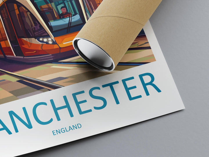 Manchester Travel Print UK Wall Art Manchester City Poster Northern England Decor Gift for Music Lover Urban Landscape Art