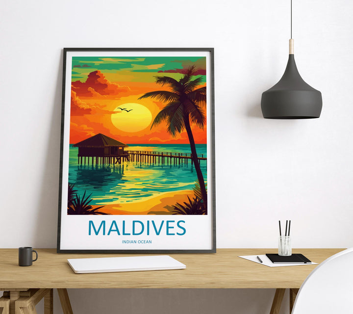 Maldives Travel Print Island Wall Art Maldives Poster Tropical Decor Gift for Beach Lover Indian Ocean Paradise Art Print