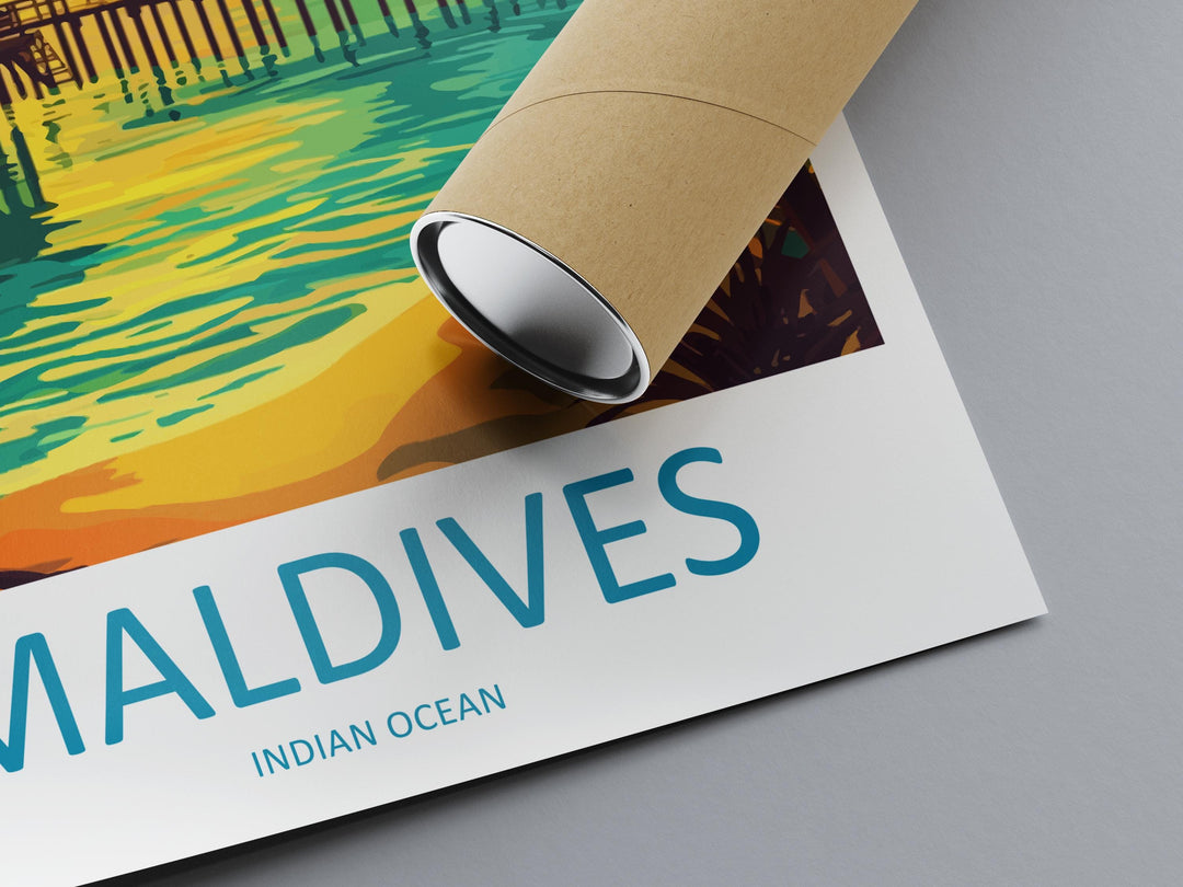 Maldives Travel Print Island Wall Art Maldives Poster Tropical Decor Gift for Beach Lover Indian Ocean Paradise Art Print