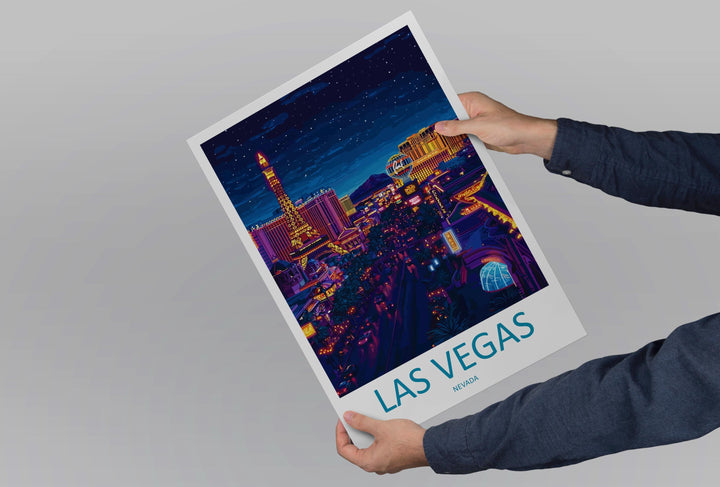 Las Vegas Travel Print Nevada Wall Art Vegas City Poster Neon Decor Gift for Entertainment Lover Desert Skyline Art Print