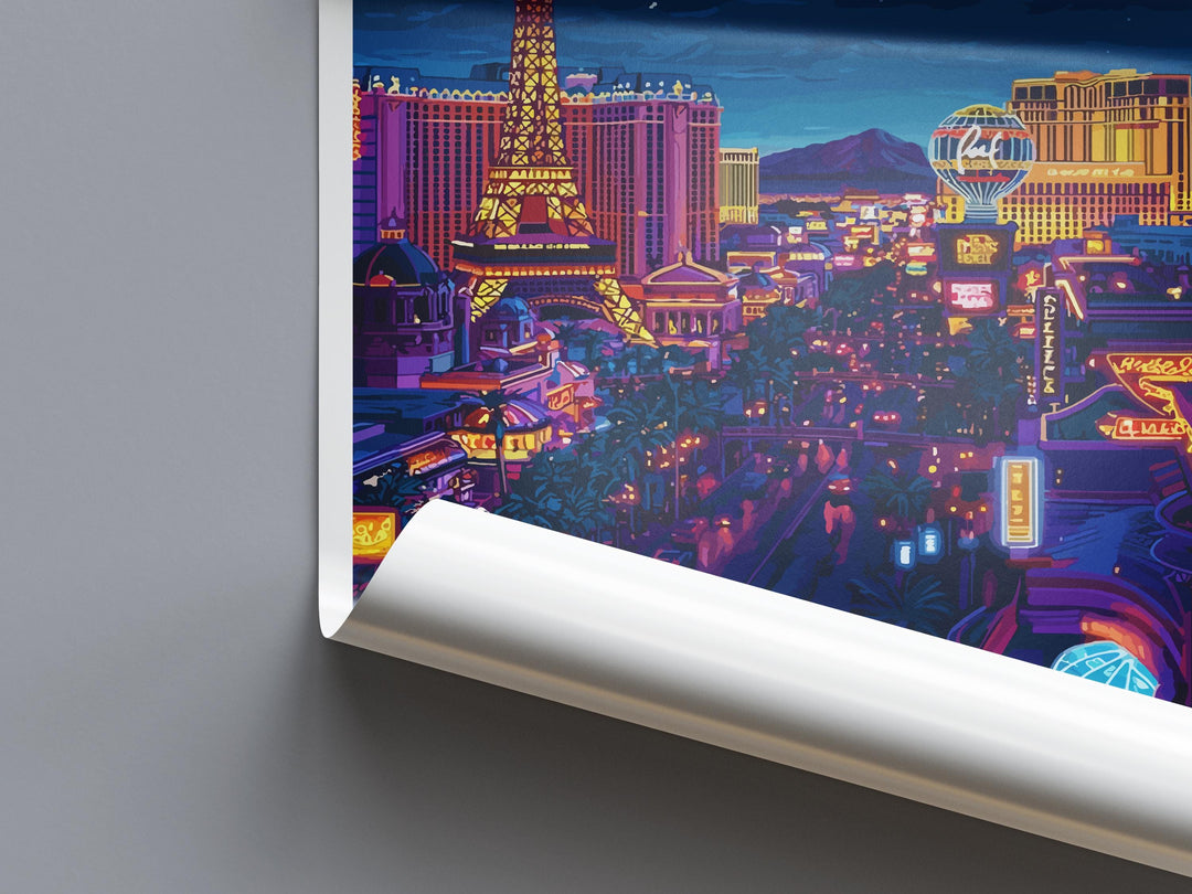 Las Vegas Travel Print Nevada Wall Art Vegas City Poster Neon Decor Gift for Entertainment Lover Desert Skyline Art Print