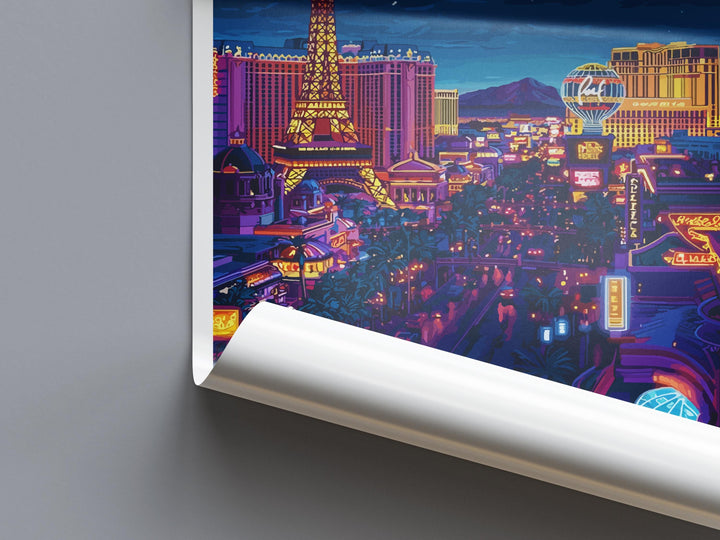 Las Vegas Travel Print Nevada Wall Art Vegas City Poster Neon Decor Gift for Entertainment Lover Desert Skyline Art Print