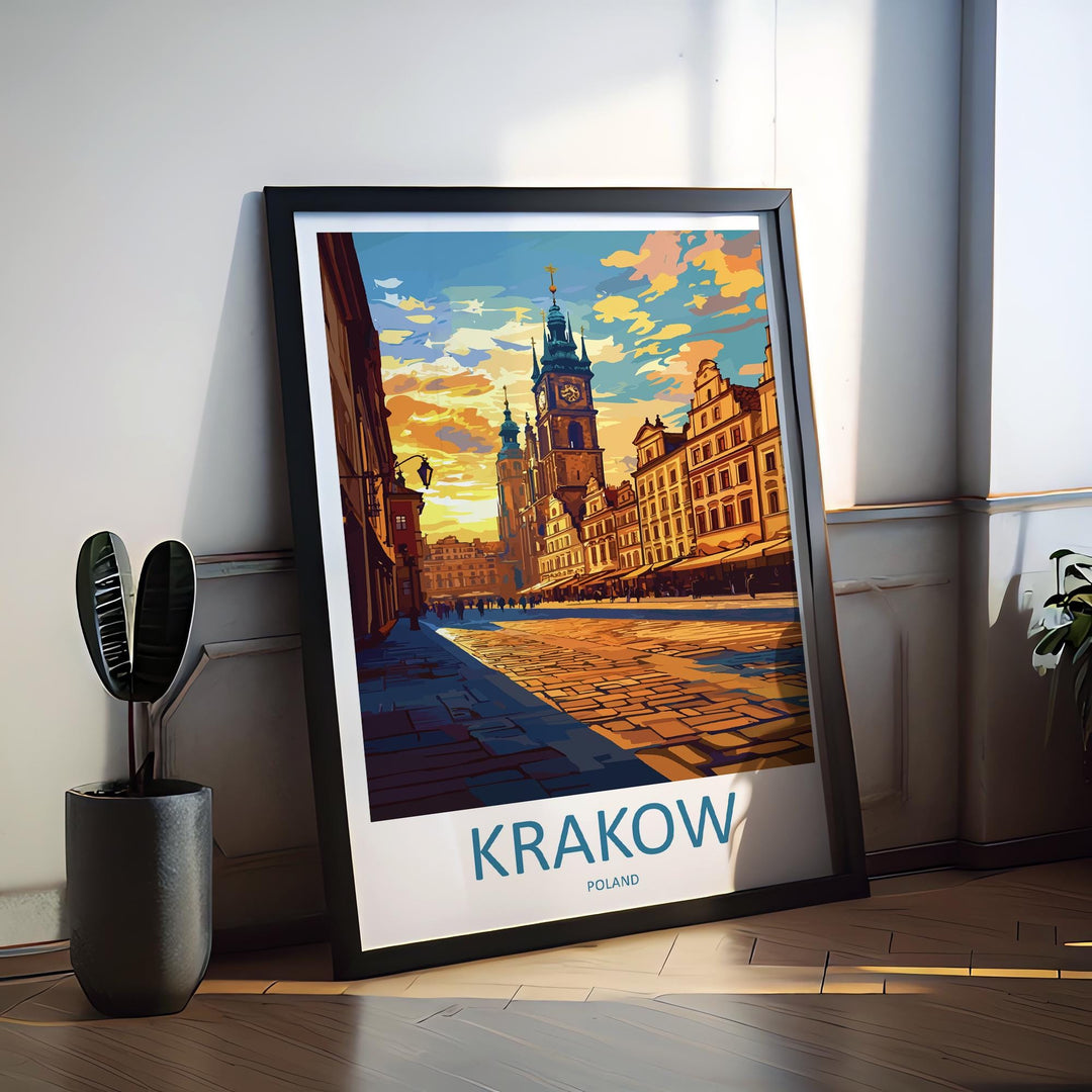 Krakow Travel Print Poland Wall Art Historic City Poster Old Town Decor Gift for Culture Lover European Architecture Art Print