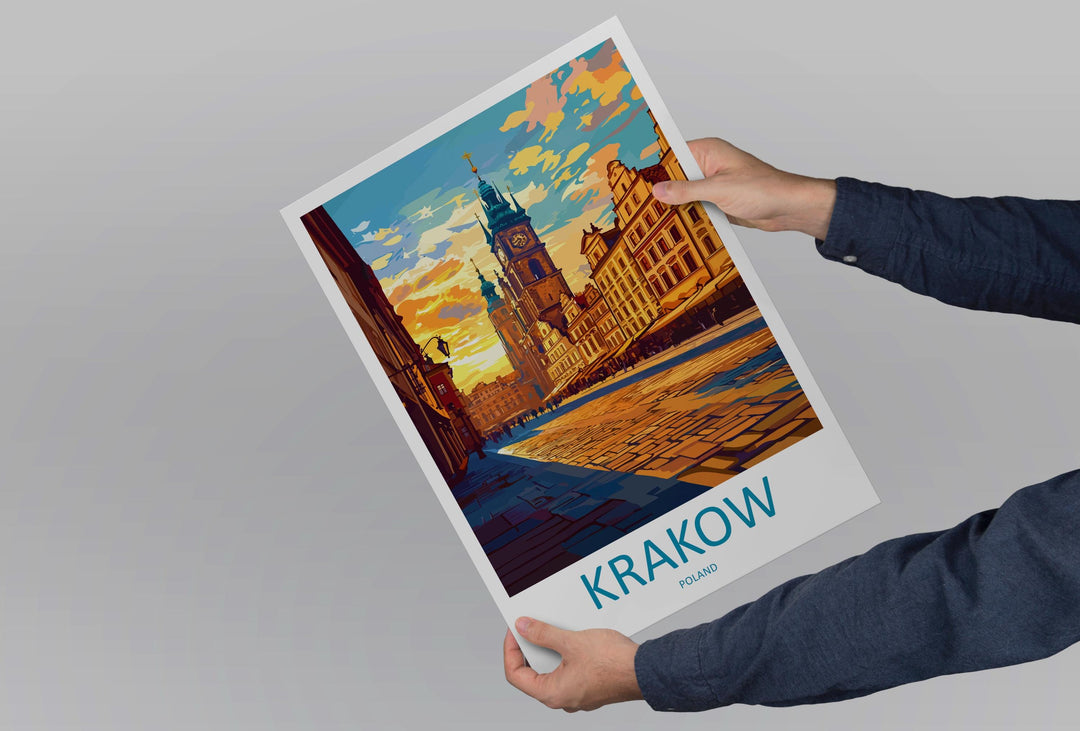 Krakow Travel Print Poland Wall Art Historic City Poster Old Town Decor Gift for Culture Lover European Architecture Art Print