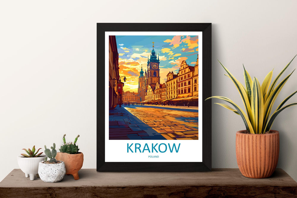 Krakow Travel Print Poland Wall Art Historic City Poster Old Town Decor Gift for Culture Lover European Architecture Art Print