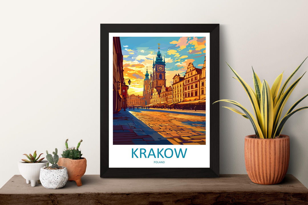 Krakow Travel Print Poland Wall Art Historic City Poster Old Town Decor Gift for Culture Lover European Architecture Art Print