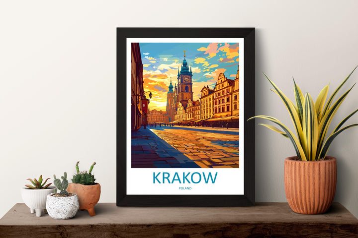 Krakow Travel Print Poland Wall Art Historic City Poster Old Town Decor Gift for Culture Lover European Architecture Art Print