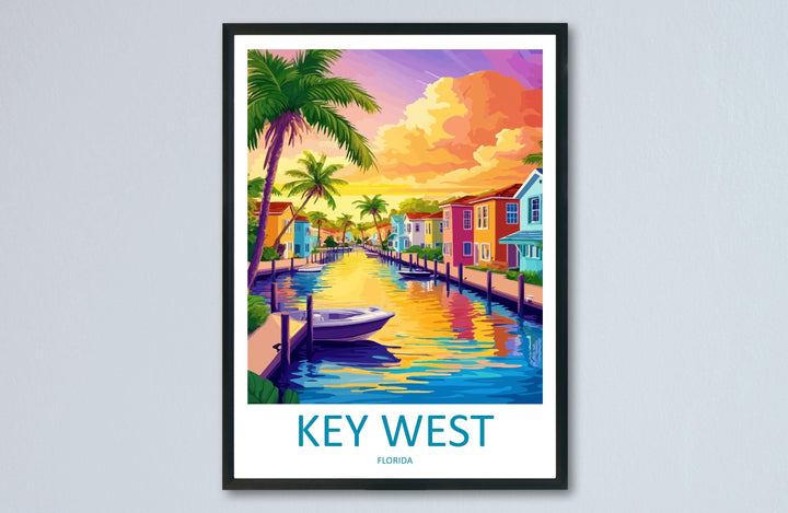 Key West Travel Print Florida Wall Art Island Poster Coastal Decor Gift for Beach Lover Tropical Sunset Landscape Art Print