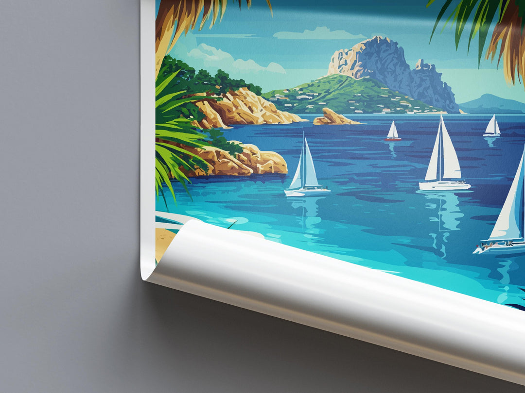 Ibiza Travel Print Spain Wall Art Island Poster Coastal Decor Gift for Beach Lover Balearic Landscape Sunset Art Print