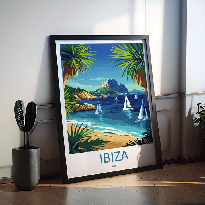 Ibiza Travel Print Spain Wall Art Island Poster Coastal Decor Gift for Beach Lover Balearic Landscape Sunset Art Print