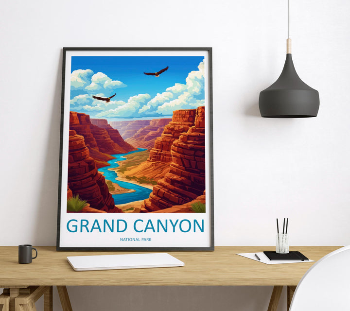 Grand Canyon Travel Print USA Wall Art Arizona Landscape Poster Nature Decor Gift for Adventure Lover National Park Art Print