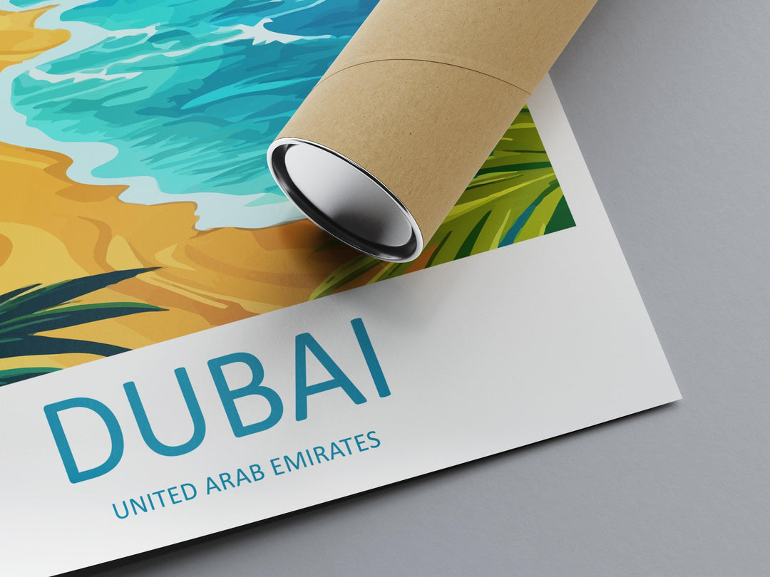 Dubai Travel Print UAE Wall Art City Skyline Poster Modern Decor Gift for Architecture Lover Desert Landscape Art Print