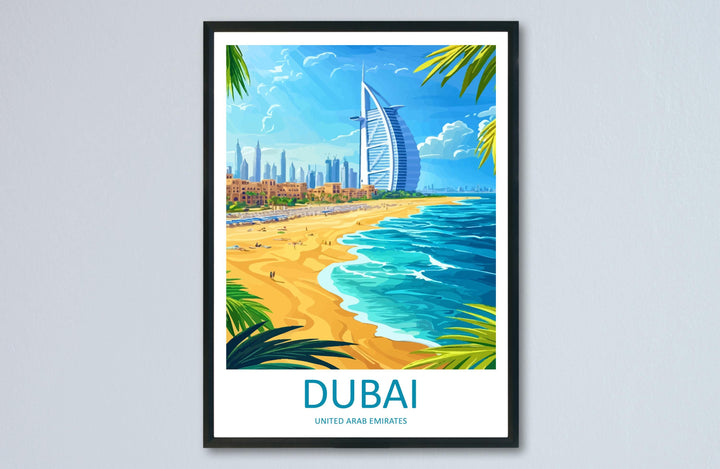 Dubai Travel Print UAE Wall Art City Skyline Poster Modern Decor Gift for Architecture Lover Desert Landscape Art Print