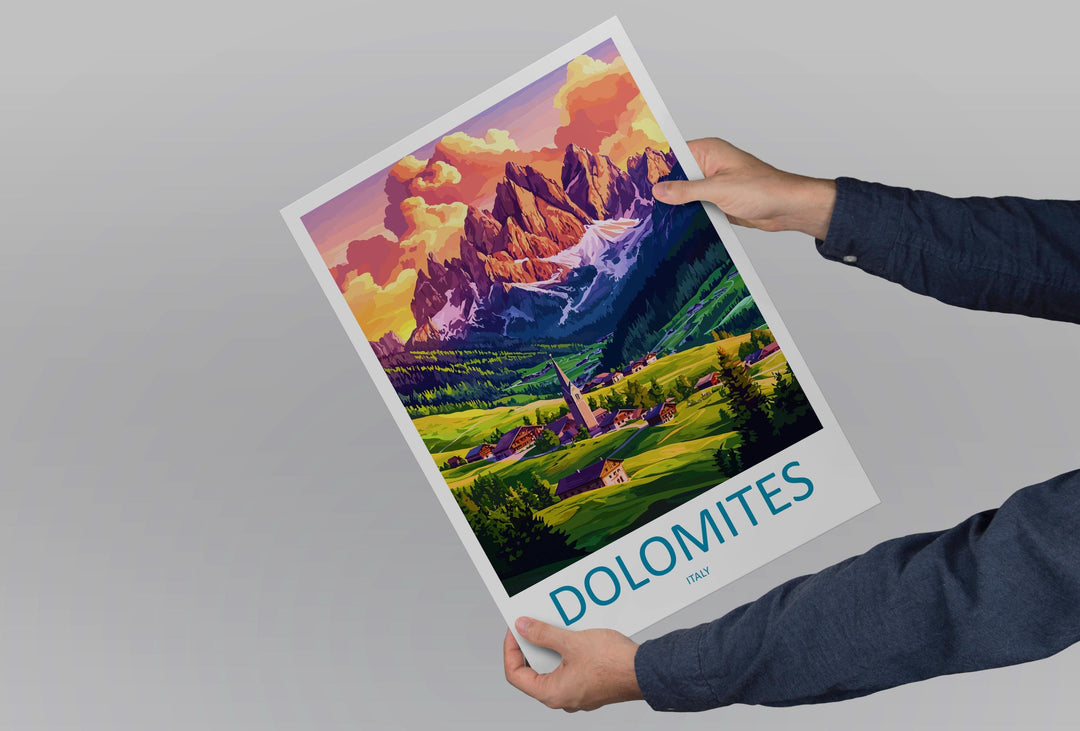 Dolomites Travel Print Italy Wall Art Mountain Landscape Poster Alpine Decor Gift for Nature Lover Scenic Hiking Art Print
