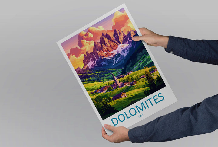 Dolomites Travel Print Italy Wall Art Mountain Landscape Poster Alpine Decor Gift for Nature Lover Scenic Hiking Art Print