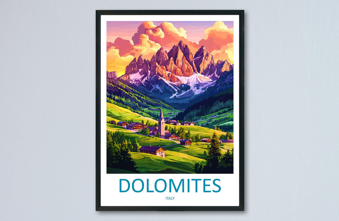 Dolomites Travel Print Italy Wall Art Mountain Landscape Poster Alpine Decor Gift for Nature Lover Scenic Hiking Art Print