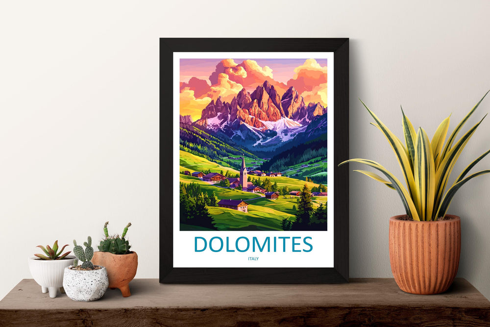 Dolomites Travel Print Italy Wall Art Mountain Landscape Poster Alpine Decor Gift for Nature Lover Scenic Hiking Art Print