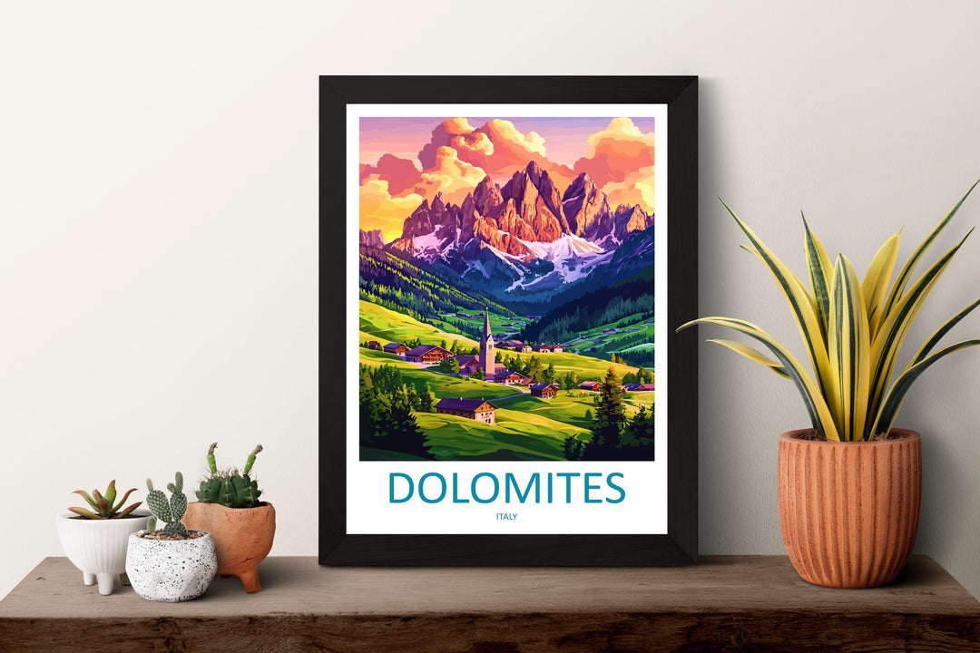 Dolomites Travel Print Italy Wall Art Mountain Landscape Poster Alpine Decor Gift for Nature Lover Scenic Hiking Art Print
