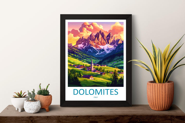 Dolomites Travel Print Italy Wall Art Mountain Landscape Poster Alpine Decor Gift for Nature Lover Scenic Hiking Art Print