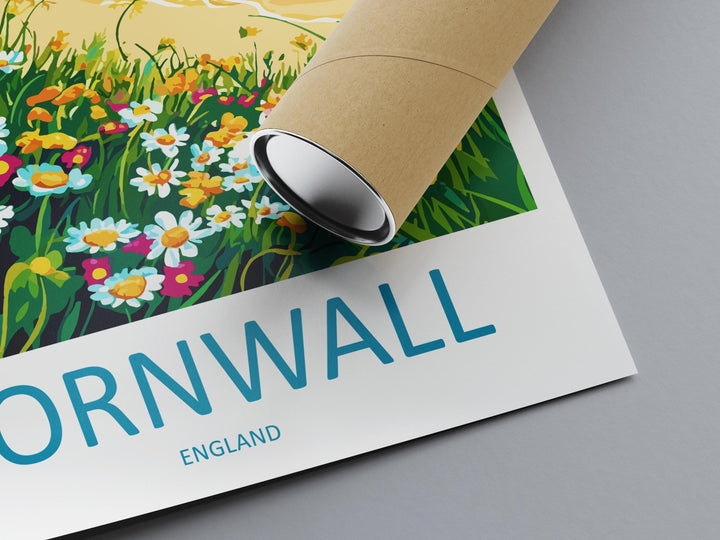 Cornwall Travel Print UK Wall Art Coastal Landscape Poster Seaside Decor Gift for Beach Lover British Nature Art Print