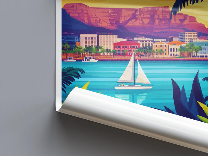 Cape Town Travel Print South Africa Wall Art City Landscape Poster Coastal Decor Gift for Nature Lover Table Mountain Art Print