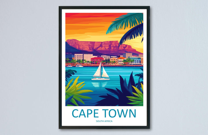 Cape Town Travel Print South Africa Wall Art City Landscape Poster Coastal Decor Gift for Nature Lover Table Mountain Art Print