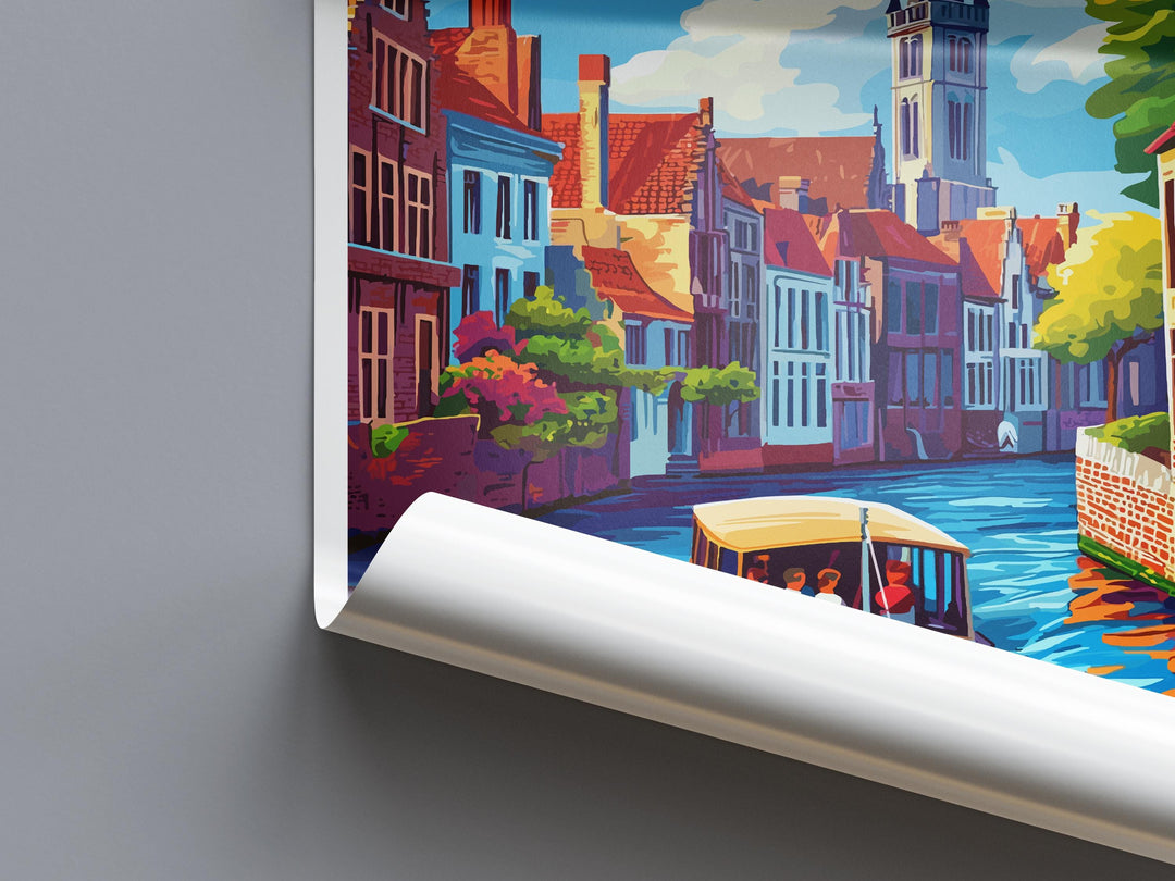 Bruges Travel Print Belgium Wall Art Cityscape Poster Canal Decor Gift for Europe Lover Medieval Architecture Art Print
