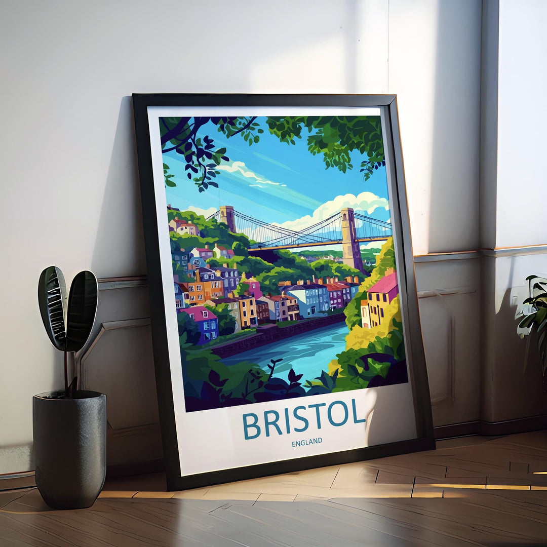 Bristol Travel Print UK Wall Art Cityscape Poster Harbour Decor Gift for Urban Explorer Street Art Architecture Art Print