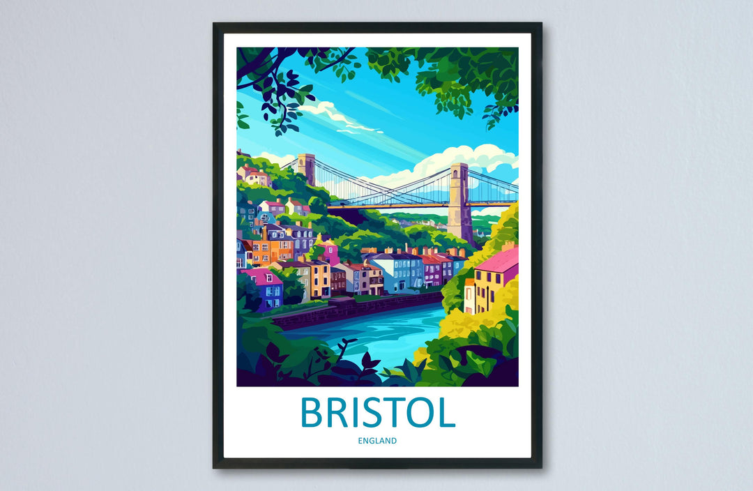 Bristol Travel Print UK Wall Art Cityscape Poster Harbour Decor Gift for Urban Explorer Street Art Architecture Art Print