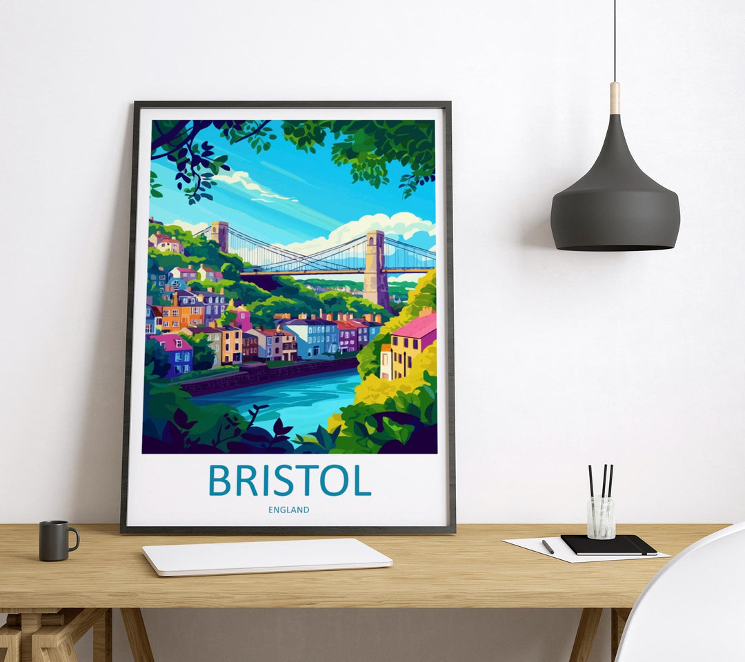 Bristol Travel Print UK Wall Art Cityscape Poster Harbour Decor Gift for Urban Explorer Street Art Architecture Art Print