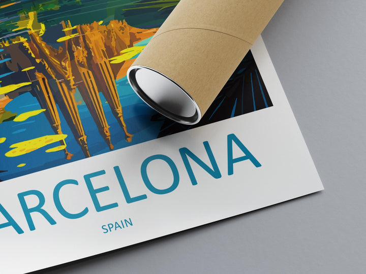 Barcelona Travel Print Spain Wall Art Cityscape Poster Gaudí Decor Gift for Architecture Lover Mediterranean Landscape Art